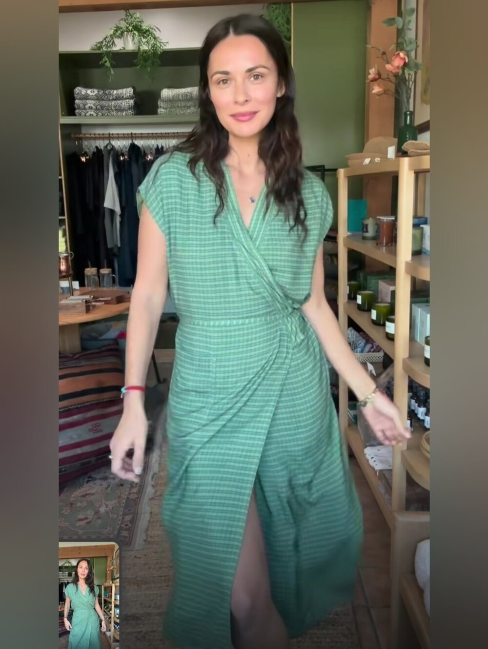 Oddbird Co Aydın Reversible House Dress – Green & Yellow Gingham